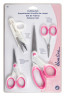 Набор для шитья, 4 предмета: ножницы 20,3 см, 12,7 см, 10,2 см (с микрозубьями) и сниппер, цвет Бело-Розовый (Hemline)