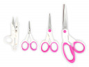 Набор для шитья, 4 предмета: ножницы 20,3 см, 12,7 см, 10,2 см (с микрозубьями) и сниппер, цвет Бело-Розовый (Hemline)